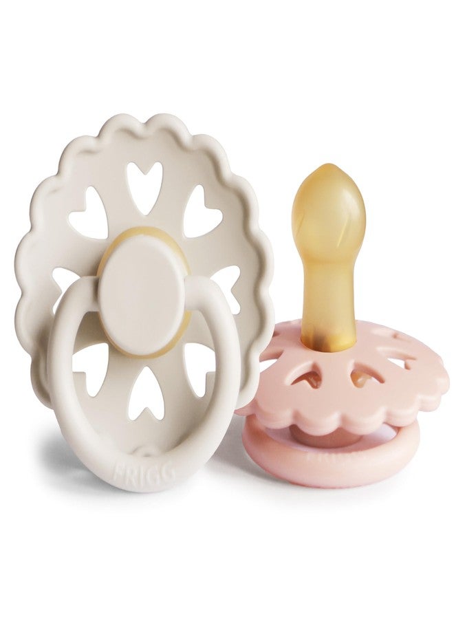 FRIGG Andersen Fairytale Natural Rubber Baby Pacifier | Made in Denmark | BPA-Free (Cream/Blush, 0-6 Months) - Image 1
