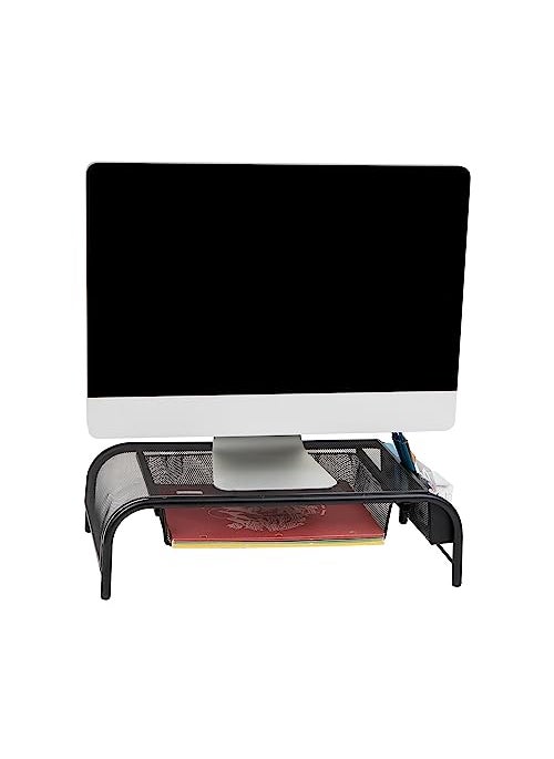 Mind Reader Mind Reader Monitor Stand Ventilated Laptop Riser Paper Tray Storage Office Metal Mesh 20L x 115W x 55H Black 