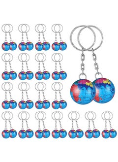 Oudain 24 Pcs Colorful Globe Keychains Bulk, Planet Earth Toy Ball Keyring Pendant For Backpack Kid Traveler School Educational Tool  - Image 1