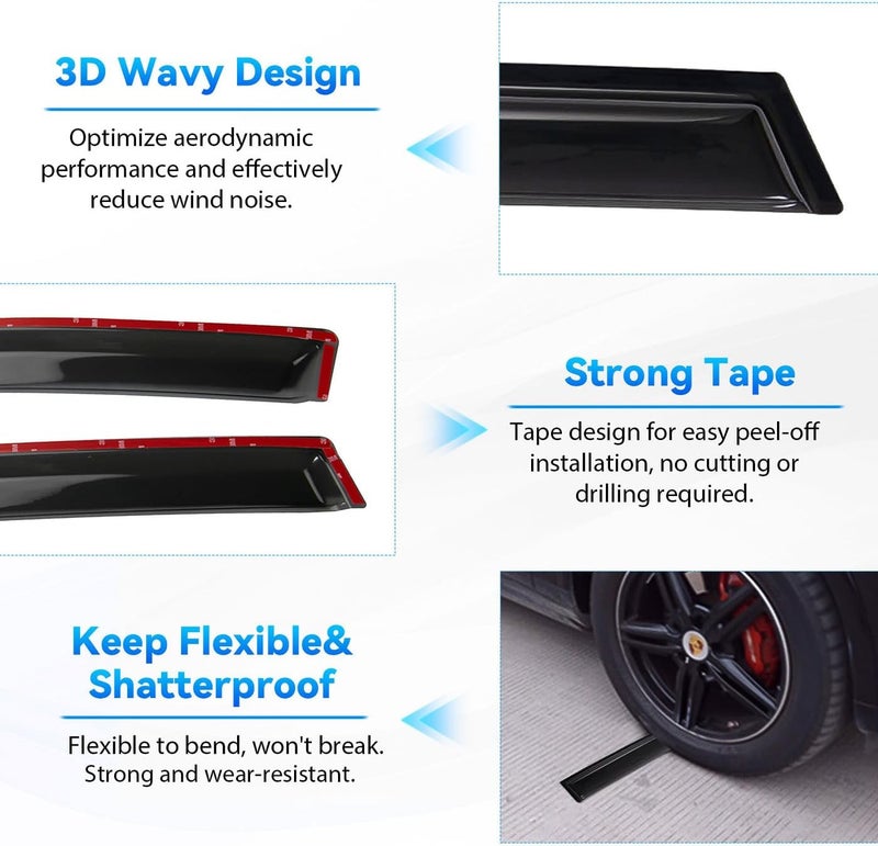 LQQDP 4pcs Front+Rear Smoke Tint Sun/Rain Guard Vent Window Visors for 2016-2021 Honda Civic 4-Door Sedan - Image 4