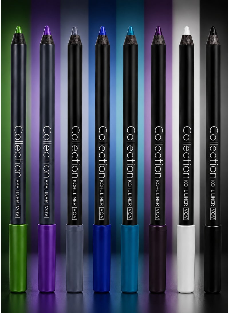 Collection 8-Color Eye Kohl Liner Set – Long-Lasting Smooth Eyeliner Pencils | Rich Pigment | Precise Application | Multi-Color Eye Makeup Kit