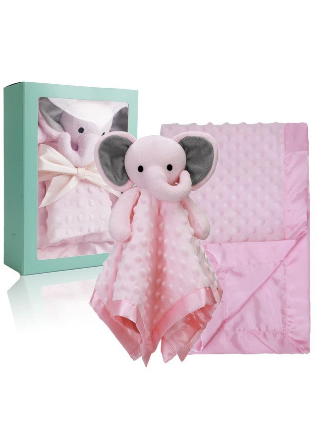Pro Goleem Baby Blanket with Pink Elephant Security Blanket Newborn Girl Gifts Set - Image 1