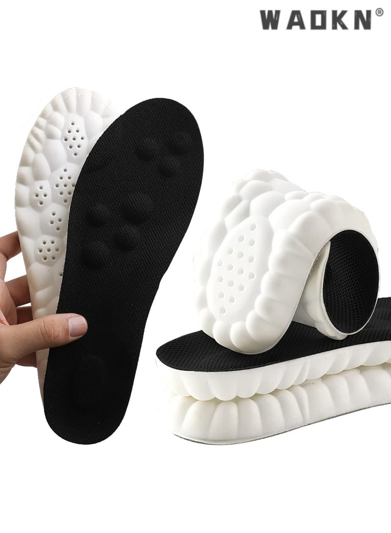 WAOKN 2 Pairs Memory Foam Insoles with Arch Support - Comfortable Shoe Inserts for Women and Men - Breathable and Shock Absorbing - Ideal for Trainers, Sports Shoes, Work Boots , Black  - Image 1
