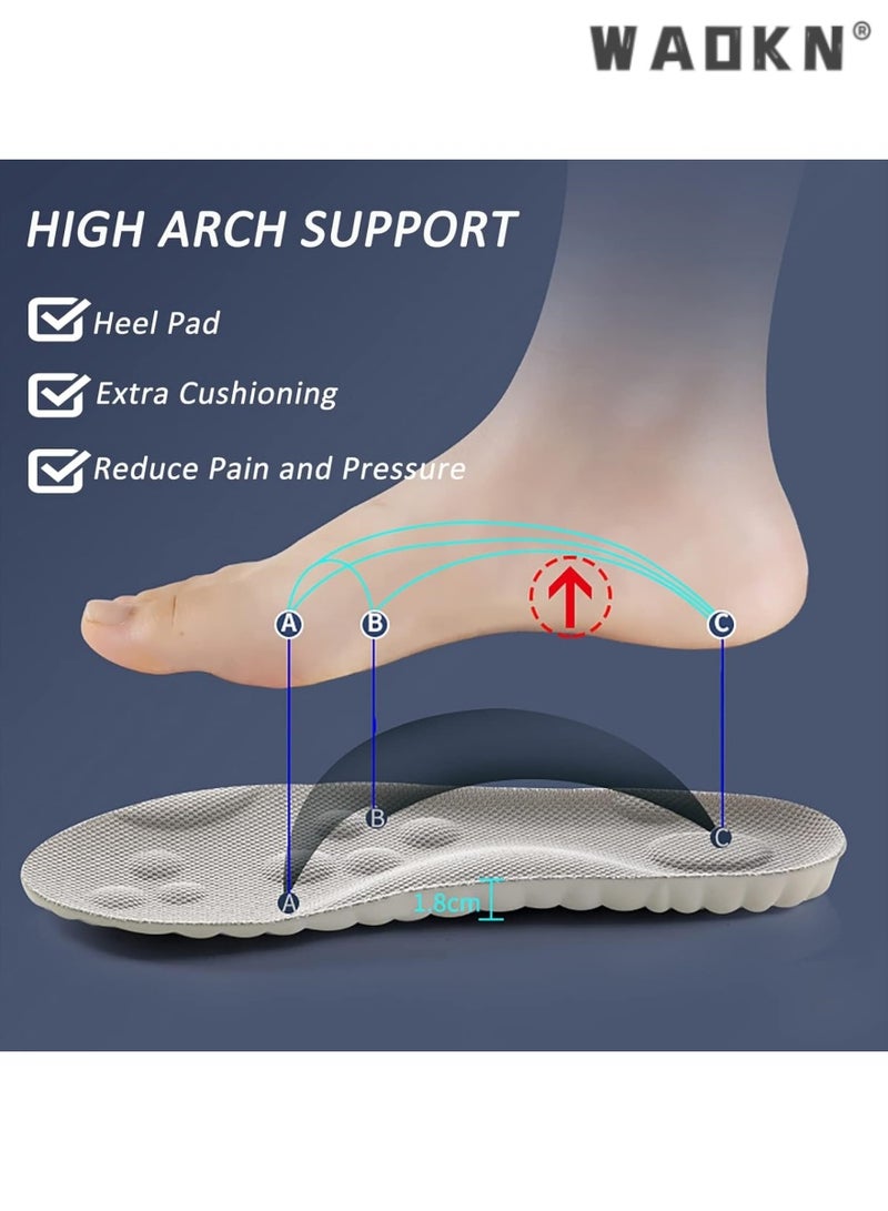WAOKN 2 Pairs Memory Foam Insoles with Arch Support - Comfortable Shoe Inserts for Women and Men - Breathable and Shock Absorbing - Ideal for Trainers, Sports Shoes, Work Boots , Black  - Image 5