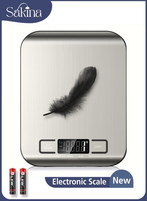 Digital Kitchen Scale - 10kg Stainless Steel | Precision Food Scale | Electronic Cooking Scale | Tare Function | Silvery