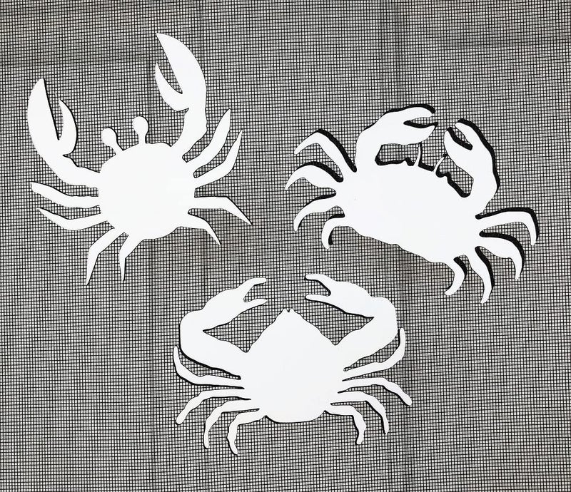 DCentral Three Crabs Flexible Vinyl Safety Screen Magnets DoubleSided WhiteEasier to See Decorative Helps Stop Walking into Screens for NonRETRACTABLES Avg Sizes 5 x 4