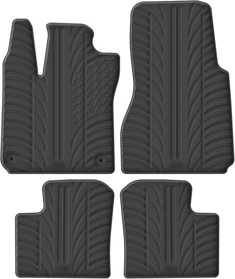 Rubber car mats set compatible with Renault Twingo III 2014- (T profile 4-pieces + mounting clips)