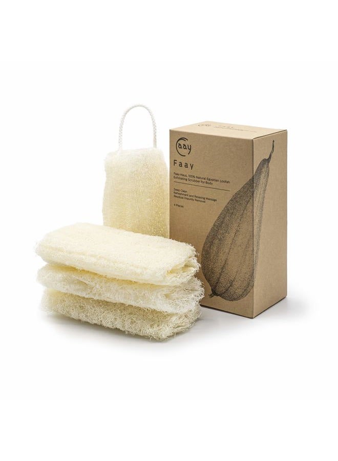 FAAY 4 Pcs Premium Natural Exfoliating Loofah Sponge: 6" Eco-friendly Unbleached Luffa Body Scrubber Rejuvenating Your Skin for Men and Women. Paraben Free Bath Sponge, Shower Loofah - Image 5