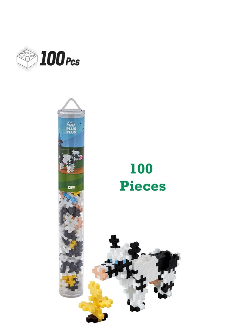 Plus-Plus Cow 100 Pcs Tube Building Bricks, Mixed, Standard  - Image 1