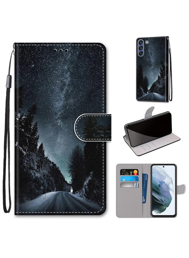 اس-توب جراب لهاتف Samsung Galaxy S21 FE، جراب جلدي من البولي يوريثان قابل للطي أفقيًا برسومات متقاطعة ملونة مع حامل وفتحات للبطاقات ومحفظة وحبل تعليق - Image 1