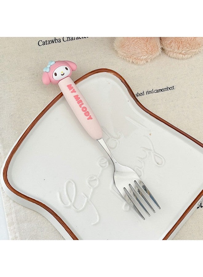 Cute Stainless Steel Large Ear Dog Kitty Melita Spoon Fork Set High Aesthetic Value Dinnerware Spoon Fork-Specifications:Melody Fork - Image 1