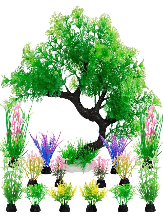 MyLifeUNIT Keyoung Fish Tank Decorations, Pack of 15 Artificial Aquarium Plants Tree Set for Fish Tank Decor (Green Set) - Image 1