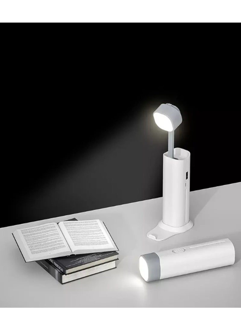 Gaman Rechargeable White LED Work Lamp Reading Light Gradual Flashlight Adjustable Brightness and Telethon Holder Table Lamp  - Image 2
