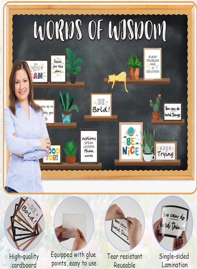 VABAMNA Bulletin Board Decorations for Classroom, 74Pcs Greenery Positive Affirmation Motivational Cutouts Classroom Must Haves for Teacher Welcome Back to School Door Wall Decor 74WordsOfWisdomBulletinBoard - Image 4
