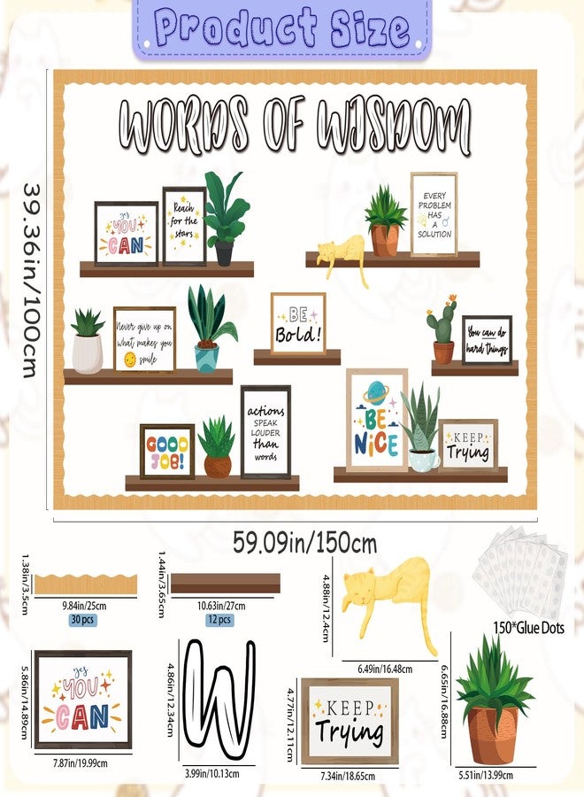 VABAMNA Bulletin Board Decorations for Classroom, 74Pcs Greenery Positive Affirmation Motivational Cutouts Classroom Must Haves for Teacher Welcome Back to School Door Wall Decor 74WordsOfWisdomBulletinBoard - Image 3