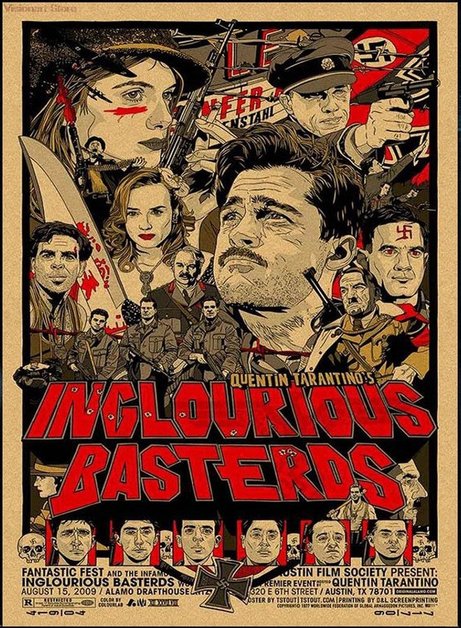 GRAY WALL - Hollywood Inglourious Basterds Poster 12x18 Inch - Quentin Tarantino Movie Hollywood Film Poster for Room Decor, Wall Decor, Man Cave, Office, or Home Theater - Image 1