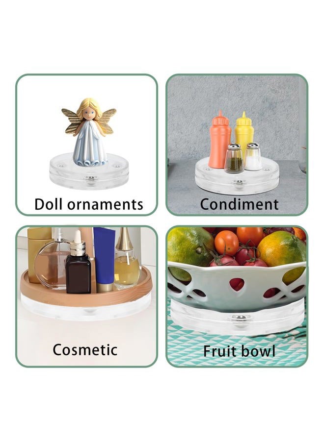 Adyoney 4 Pcs Clear 4 inch Acrylic Lazy Susan Rotating Turntable Organizer Bearings - Round Swivel Plate for Spice Rack, Table, Cake, Kitchen Pantry - Image 5
