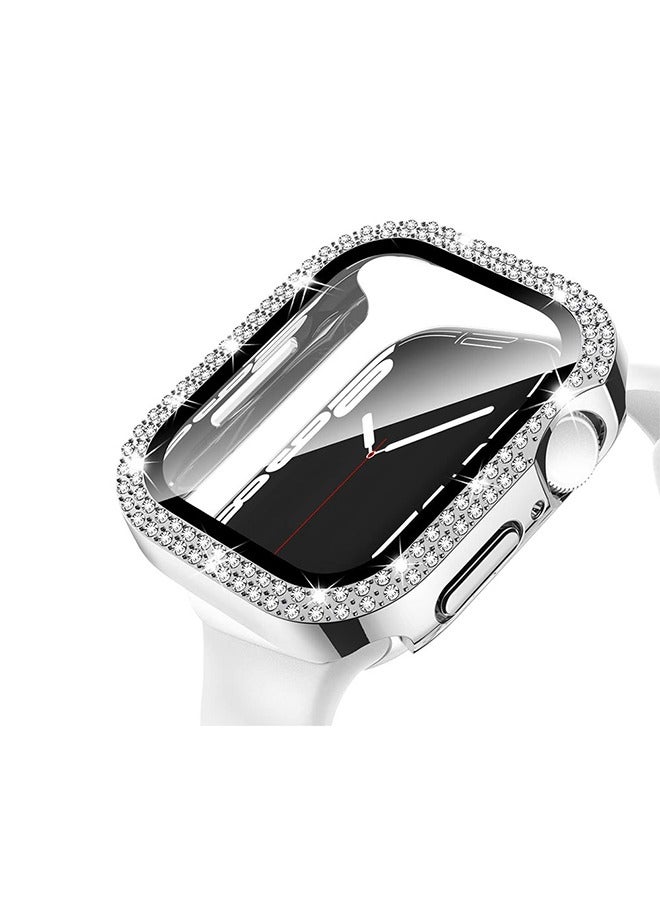 Waterproof Bling Screen Protector for Apple Watch Series 7/8 Watch Case 41mm, Women Glitter Diamond Rhinestone Bumper Sparkly Face Cover for iWatch 41mm (Silvery)  - Image 3