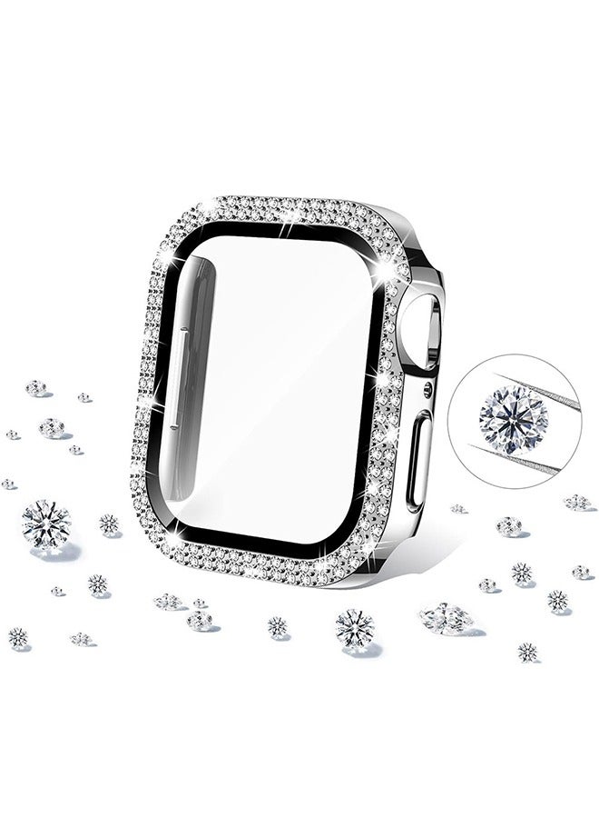 Waterproof Bling Screen Protector for Apple Watch Series 7/8 Watch Case 41mm, Women Glitter Diamond Rhinestone Bumper Sparkly Face Cover for iWatch 41mm (Silvery)  - Image 4