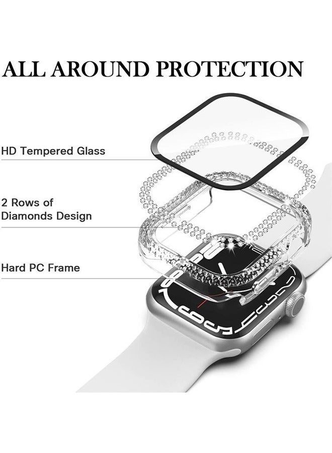 Waterproof Bling Screen Protector for Apple Watch Series 7/8 Watch Case 41mm, Women Glitter Diamond Rhinestone Bumper Sparkly Face Cover for iWatch 41mm (Silvery)  - Image 5