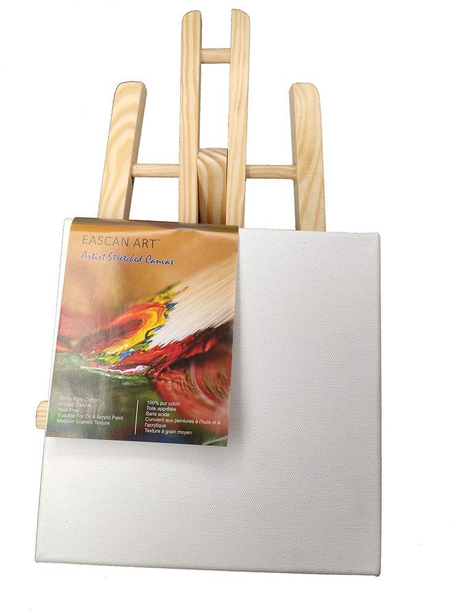 EASCAN ART Tabletop Canvas (8"x8") & Easel (12") Set Painting Craft Drawing Art Decoration Set of 2 - Image 4