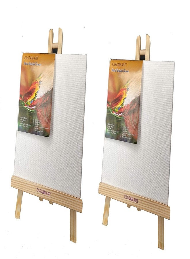 EASCAN ART Tabletop Canvas (8"x8") & Easel (12") Set Painting Craft Drawing Art Decoration Set of 2 - Image 1