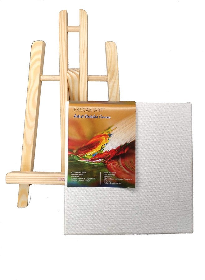 EASCAN ART Tabletop Canvas (8"x8") & Easel (12") Set Painting Craft Drawing Art Decoration Set of 2 - Image 2