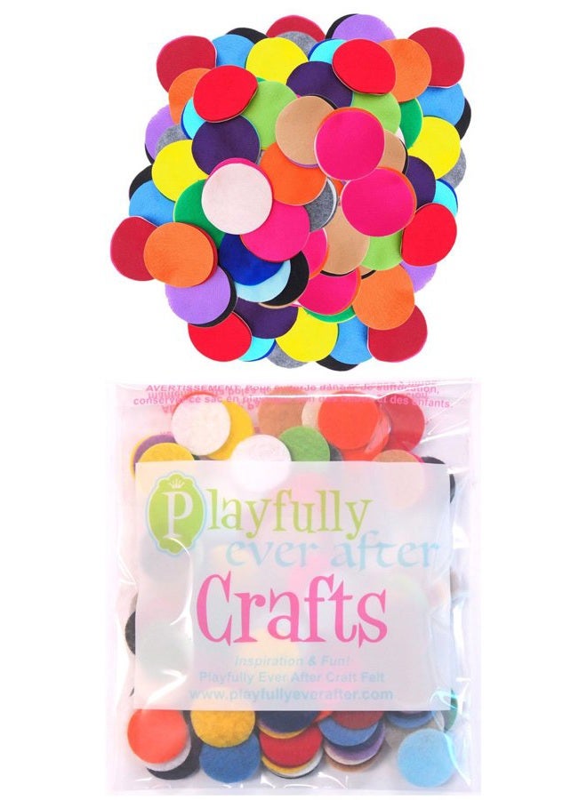 Playfully Ever After Mixed Color Assortment of Craft Felt Circles (1 Inch - 100pc) - Image 1