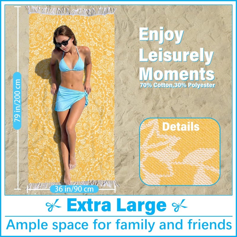Vikumond Thin Turkish Beach Towel Lightweight Soft Cotton Extra Large XL Oversized Sand Free Sandproof Absorbent Quick Dry Towels Cloud Bath Pool Travel Compact Essentials Accessories for Adult Gifts - Image 2