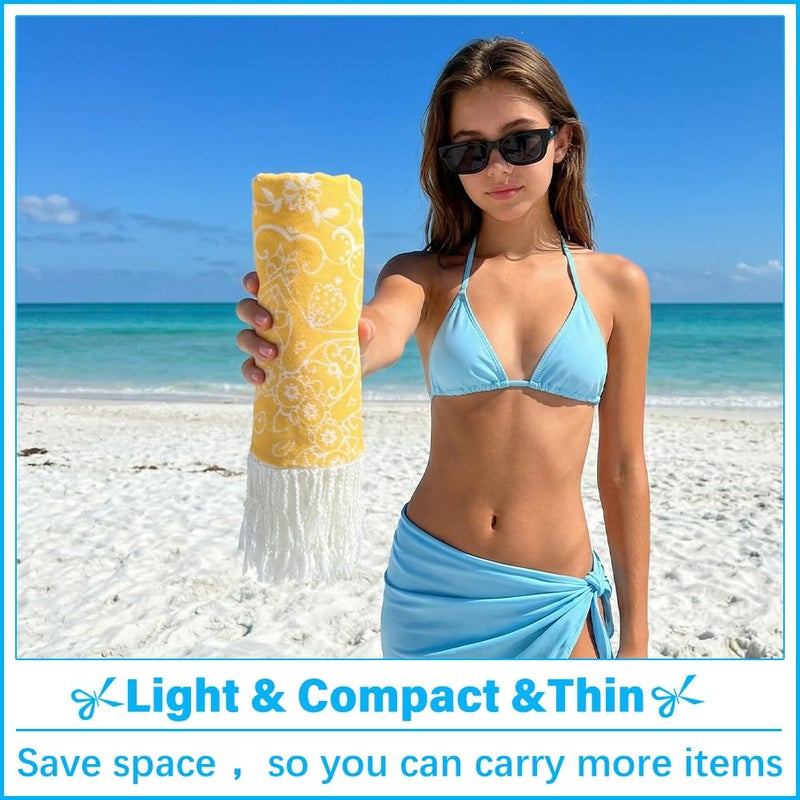 Vikumond Thin Turkish Beach Towel Lightweight Soft Cotton Extra Large XL Oversized Sand Free Sandproof Absorbent Quick Dry Towels Cloud Bath Pool Travel Compact Essentials Accessories for Adult Gifts - Image 4