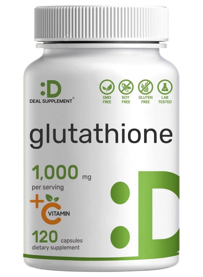 DEAL SUPPLEMENT Glutathione Supplement 1,000mg Per Serving, 98% Purity | Plus Vitamin C 500mg, Active Reduced Form (GSH) | Intracellular Antioxidant - Supports Detoxification & Immune Health - Image 1