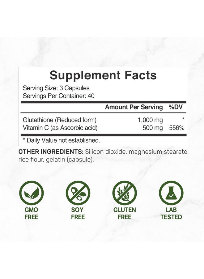 DEAL SUPPLEMENT Glutathione Supplement 1,000mg Per Serving, 98% Purity | Plus Vitamin C 500mg, Active Reduced Form (GSH) | Intracellular Antioxidant - Supports Detoxification & Immune Health - Image 2