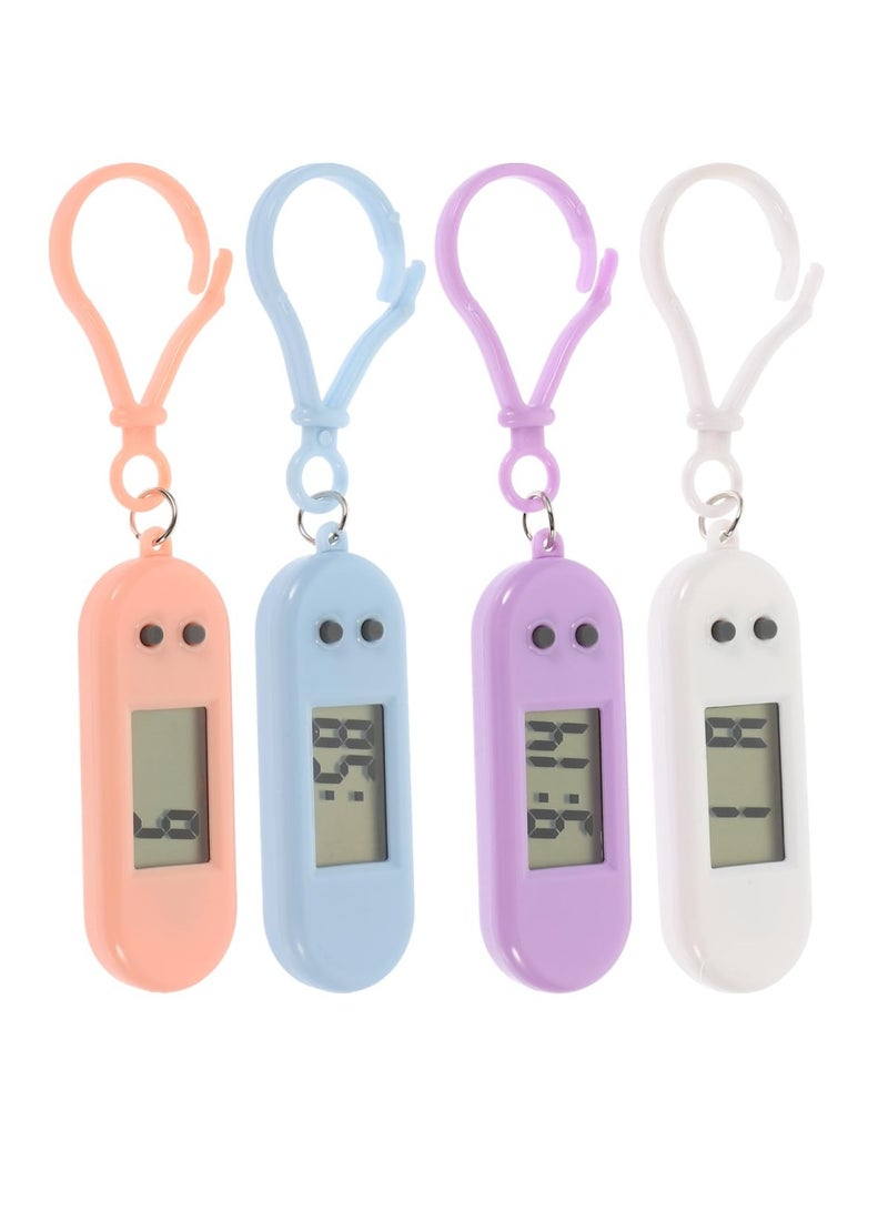 4 Pieces Keychain Pocket Watch - Mini Key Ring Digital Watch, Suitable for Children Student Exam Oval Small Wall Watch Creative Silent Exam Digital Electronic Watch - Image 1