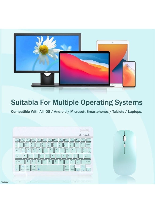Wireless Bluetooth Keyboard Rechargeable Silent Ultra-thin Mini Computer Mobile Phone Tablet Laptop Keyboard Mouse Set-Color:10 Inch RGB Backlit Keyboard-white-Product Type:Upgraded Endurance Edition - Image 3