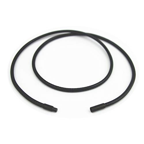 Glory Qin 2mm Black Wax Wire Leather Cord Chain Stainless Steel Rice Clasps Necklace Rope Chain 16 to 28 Inch (22 Inches) - Image 1