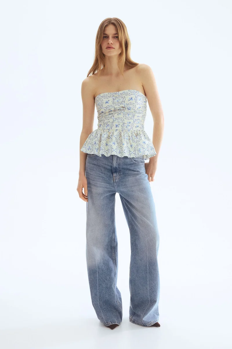 اتش اند ام بلوزة باندو بحواف بيبلوم