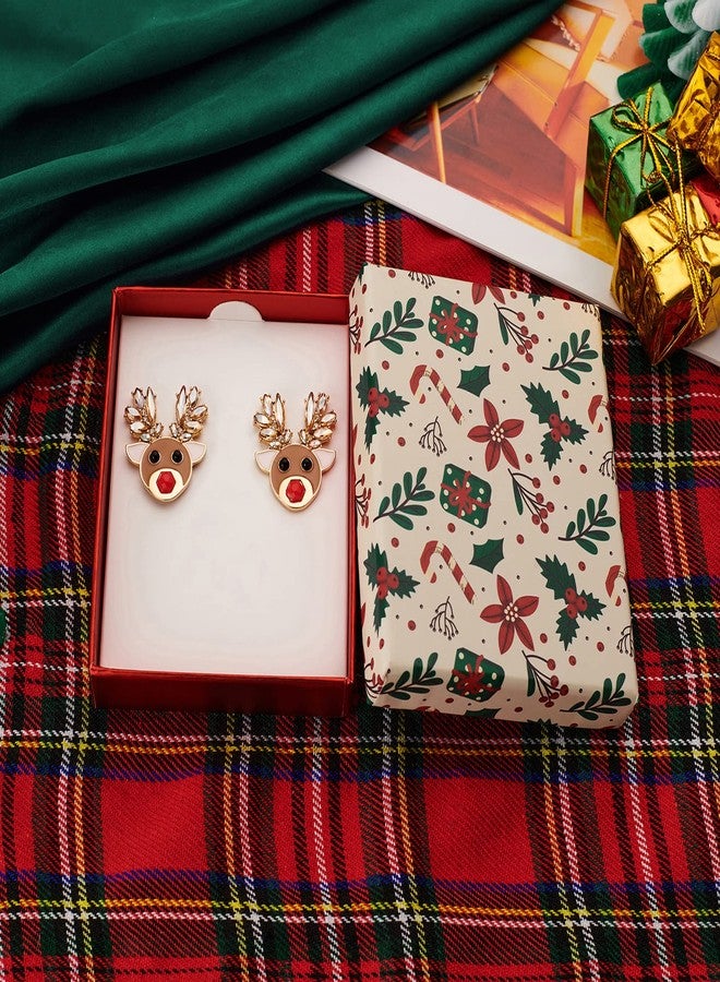 WOWORAMA Cute Reindeer Stud Earrings for Women Novelty Christmas Earrings Studs Crystal Elk Deer Head Earrings Xmas Holiday Jewelry - Rudolph Reindeer Earrings - Image 5