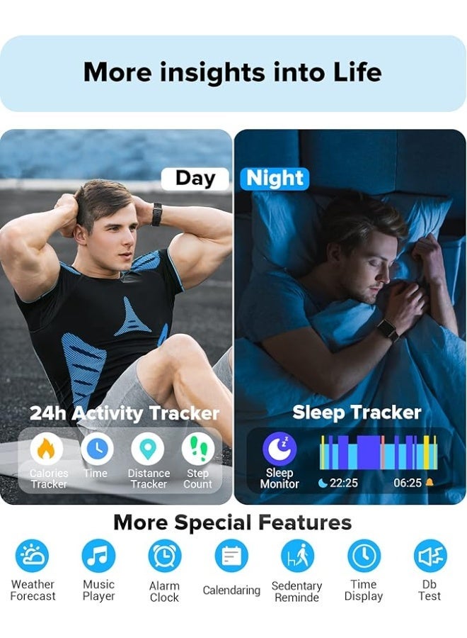 aeac Men's Smartwatch Calls, 1.7 Inches Smartwatch Watch for Men and Women with Hands-Free Answering Calls, Built-in Alexa, Heart Rate Monitor SpO2 Sleep, Fitness Watch Notifications Messages Whatsapp - Image 3