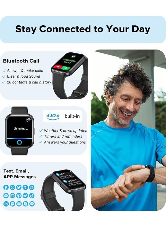 aeac Men's Smartwatch Calls, 1.7 Inches Smartwatch Watch for Men and Women with Hands-Free Answering Calls, Built-in Alexa, Heart Rate Monitor SpO2 Sleep, Fitness Watch Notifications Messages Whatsapp - Image 4