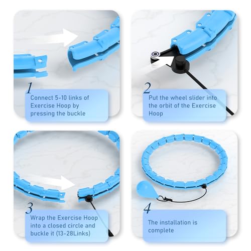 JKSHMYT Weighted Hula Circle Hoops for Adults Weight Loss, Infinity Fitness Hoop Plus Size 55 Inch, 28 Detachable Links, Exercise Hoop Suitable for Women and Beginners - Image 4