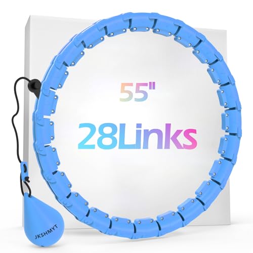 JKSHMYT Weighted Hula Circle Hoops for Adults Weight Loss, Infinity Fitness Hoop Plus Size 55 Inch, 28 Detachable Links, Exercise Hoop Suitable for Women and Beginners - Image 1