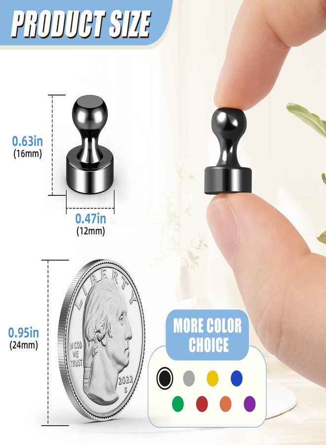 FINDMAG 16 Pack Magnetic Push Pins, Strong Fridge Magnets, Dry Erase Magnets for Whiteboard, Office, Locker Accessories, Classroom and Kitchen - Image 2