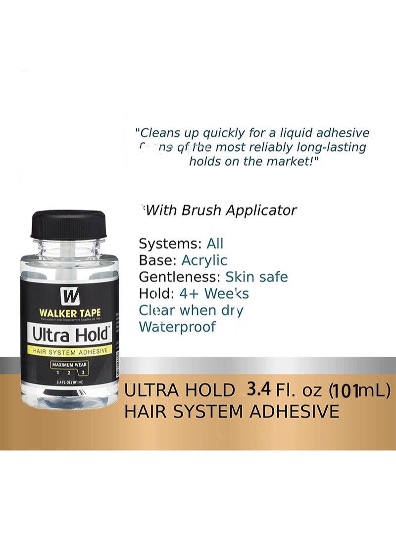 Walker Tape Super Style Hair System Adhesive 101ml u0026 118ml C22 Citrus Wig Gel Remover with Brush and Clips for Wig Systems Long Lasting Invisible Waterproof  - Image 4