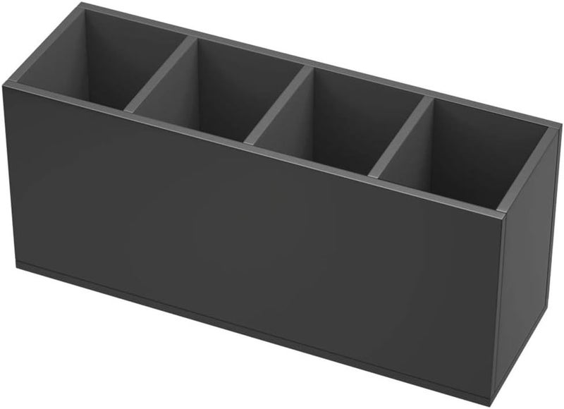 NIUBEE Acrylic Pen Holder 4 Compartments, Black Pencil Organizer Cup for Countertop Desk Accessory Storage (Black) - Image 1
