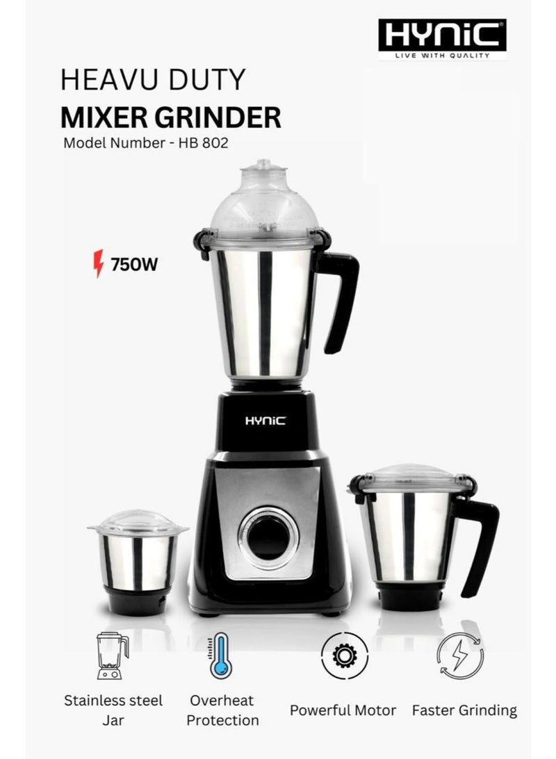 هاينك مطحنة الخلاط هرم 3 في 1 | محرك قوي بقوة 750 واط | 3 جرار من الفولاذ المقاوم للصدأ - Image 1