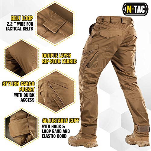 M-Tac Aggressor Flex Tactical Cargo Pants for Men – Durable Rip-Stop Cargo Work Trousers with Reinforced Knees, Stretch Fit and Outdoor Comfort (Coyote Brown, 34/32) - Image 4
