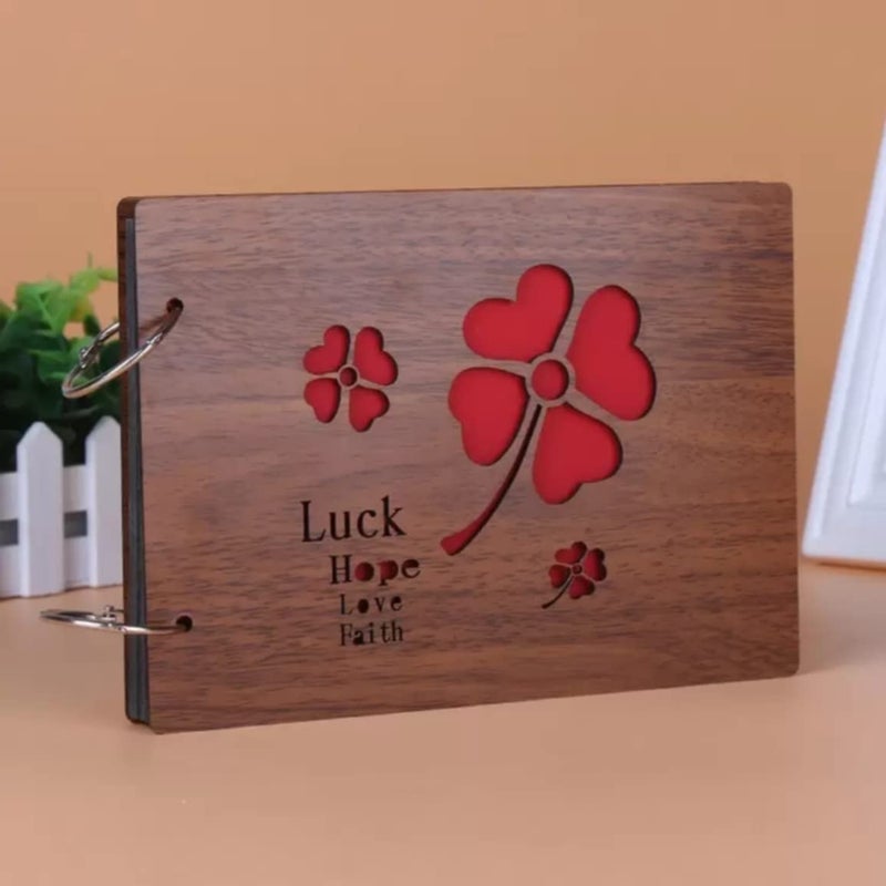 Decor1ders Wooden Scrapbook Photo Albums LuckHope Large Size 22x16 Cm Scrap Books for Memories 40 Black Papers Photo Album For Photos Collection Memory Scrapbook for Memories - Image 4