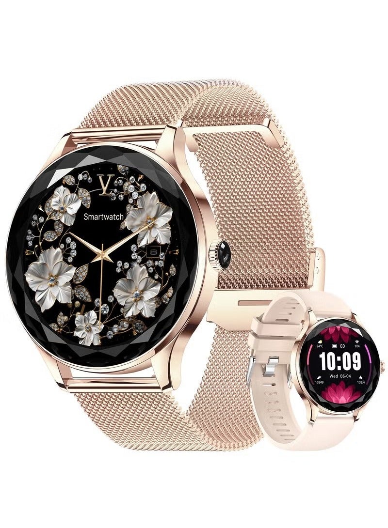 Beauenty Smart Watch for Women(Answer/Make Call),  1.27" HD Prism-cut Display, 24/7 Health Tracking, 100+ Sports Modes, IP68 Waterproof, 100+ Watch Faces, Compatible with iOS and Android Phones (Gold) - Image 1