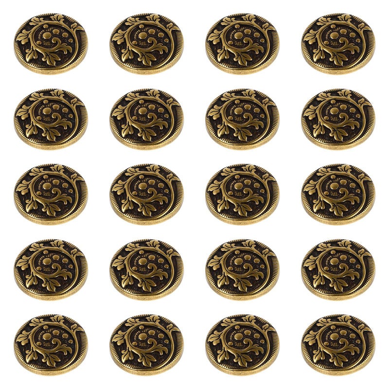 20 Vintage Round Shape Alloy Coat Buttons For Suits DIY Sewing Replacement Buttons Matte Gold Retro Style Dress Uniforms Blazers - Image 2