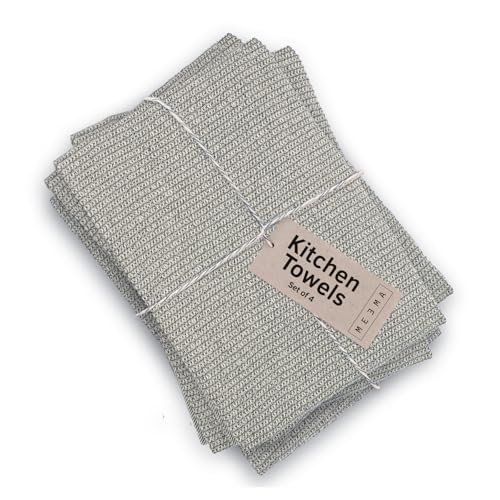 MEEMA Upcycled Kitchen Towels Cotton Fabric | Super Absorbent Hand Towels with Hanging Loop | Cleaning Rags and Dish Towels for Kitchen | Charcoal | Large 18 x 28 Inch | 4-Pack - Image 1